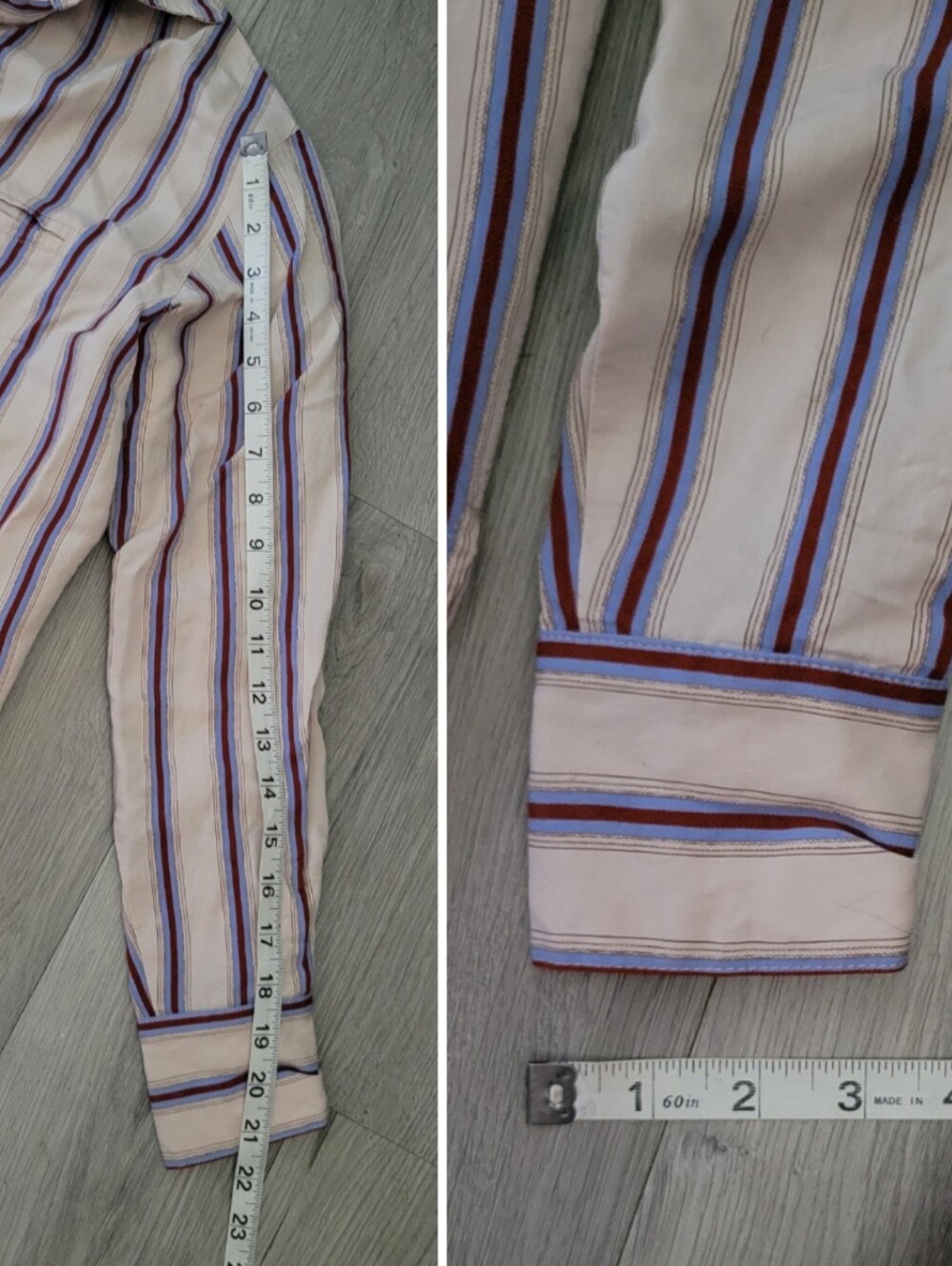 Smythe Over the Head Shirt Ecru Banker Striped Cream & Blue Blouse, Extra Large - Picture 8 of 14